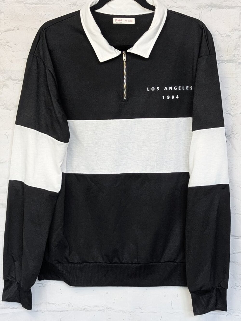Romwe Los Angeles 1984 Colorblock Polo Half Zip Sweatshirt Women's Large 8/10